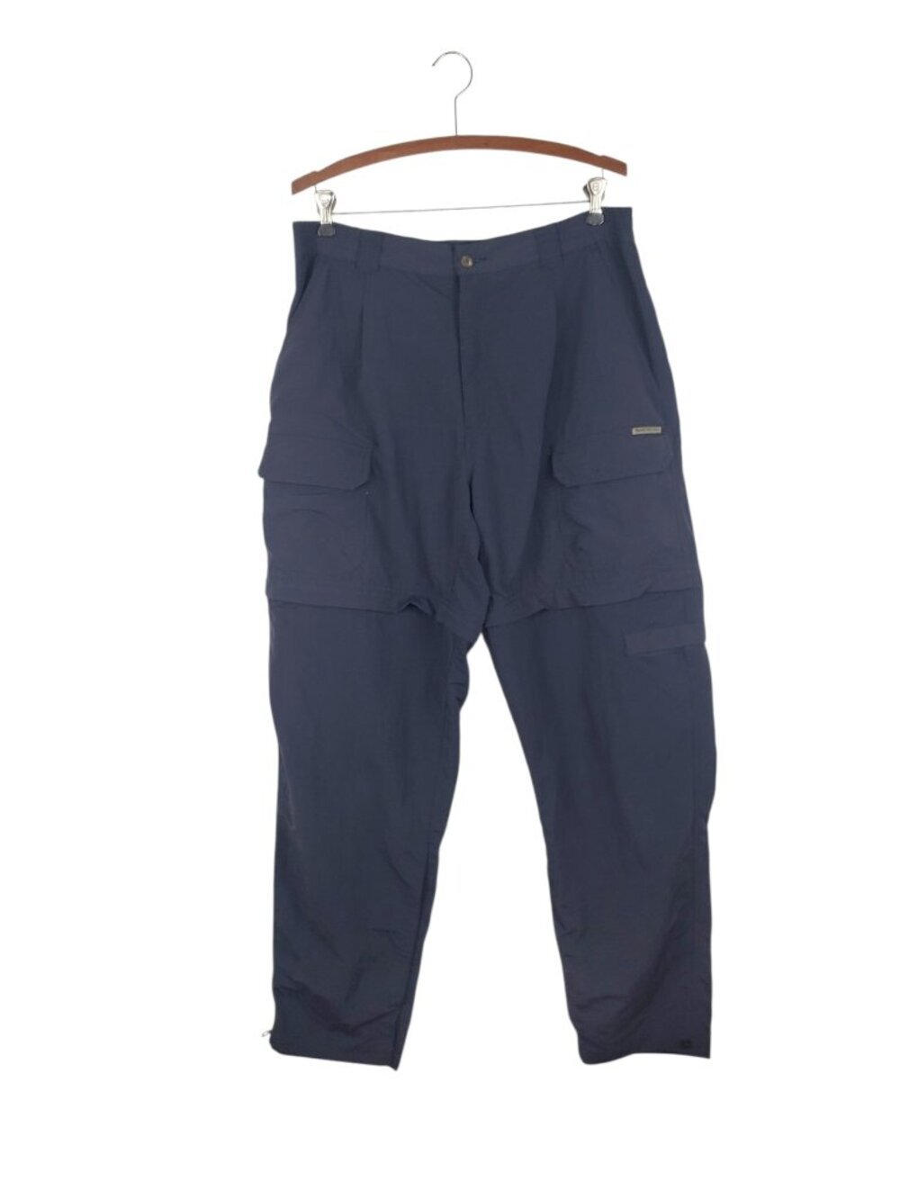 Royal Robbins Vtg High Rise Convertible Nylon Blue Hiking Cargo Pants Womens 14